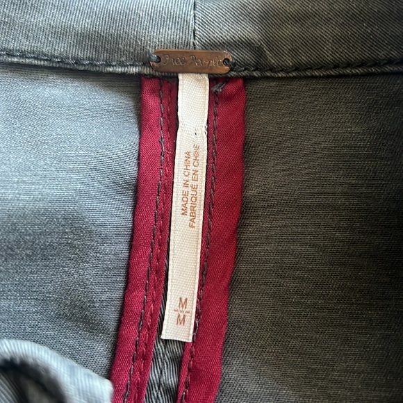 Free People Gray Utility Military Jacket with Red Trim and Gold Epaulets - Picture 7 of 16